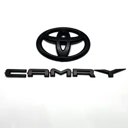 Емблема задня + напис Toyota Camry матова Чорна Пластик на скотчі (Завод)