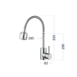 Змішувач для кухні Lidz Aria 015F41 з гнучким виливом (k35) LDARI015F41NKS45306 Nickel - мініатюра 2