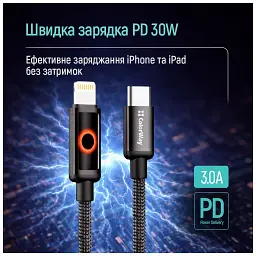 Дата кабель USB-C to Lightning 1.0m PD30W black ColorWay (CW-CBPDCL103-BK) - мініатюра 6