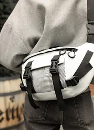 Велика жіноча поясна сумка бананка Sambag DynamicDart біла 38 × 21 × 7 см (80411008) - мініатюра 3