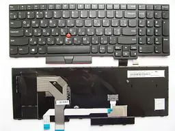 Клавіатура для ноутбуків Lenovo ThinkPad T570, T580 чорна з чорною рамкою, з трекпоінтом UA/RU/US