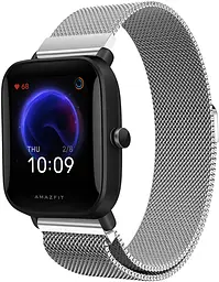 Ремінець 20 мм міланська петля BeWatch для Amazfit Bip 3/Pro/U Pro Срібний (1010205.7U) - мініатюра 5