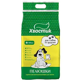 Пелюшки Хвостик для собак і цуценят 56×56 см 100 шт