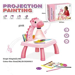 Дитячий стіл проектор для малювання з підсвічуванням Projector Painting 24 Деталі Рожевий Жираф - мініатюра 3