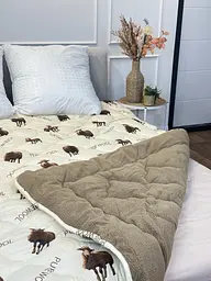 Ковдра полуторна відкрита двостороння з вовни Arda Pure Wool 21439 150х210 см капучино - мініатюра 6