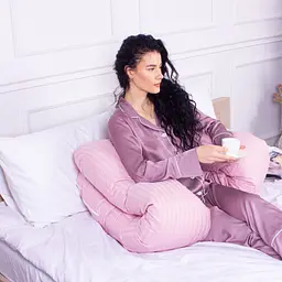 Подушка MirSon для вагітних і відпочинку Satin Stripe №8026 U-подібна Pink (2200006178644) - мініатюра 5
