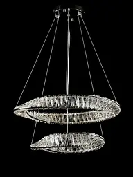 Двоярусна хромована світлодіодна люстра Splendid Ray LD8812/600+400B/2B LED (CH) з кришталевими кільцями 60/40 см - мініатюра 2