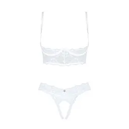 Еротичний комплект Obsessive Heavenlly 2-pcs cupless set M/L, відкриті груди, з доступом - мініатюра 3