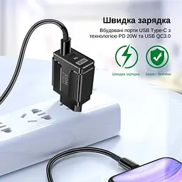 Зарядний пристрій XON PowerCharge 20W (PD20) USB Type-C (PCWA020020A1С1B 6136) Чорний - мініатюра 7