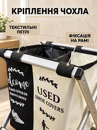 Кошик для білизни розкладний на 2 секції 50х40х50 см чорно-бежевий (32138211) - мініатюра 5