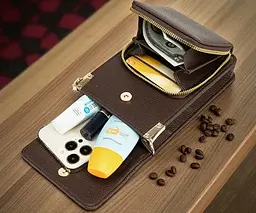 Міні сумка жіноча для телефону через плече крос-боді стьобана Сіра - мініатюра 3