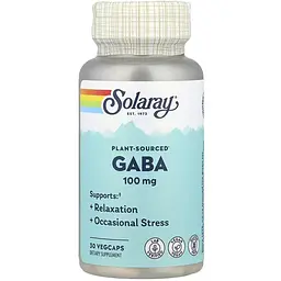 Гамма-аміномасляна кислота Solaray GABA 100 мг 30 веганських капсул