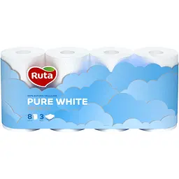 Туалетний папір Ruta Pure White 3 шари 8 рулонів (4820023747555)