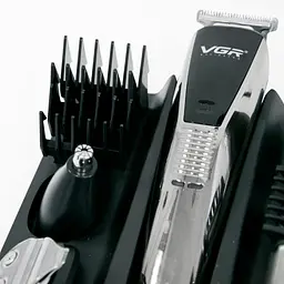 Машинка для стриження волосся — тример для бороди "VGR V-029" 6в1 Сріблястий/чорний, тример для чоловіків - мініатюра 7