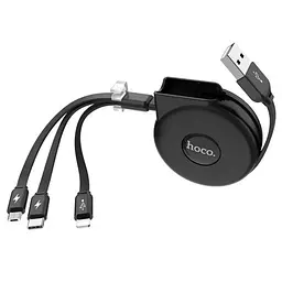 Кабель Hoco U50 Pisces Cable USB to microUSB / Lightning / TypeC 2A 1m Black Black - мініатюра 2