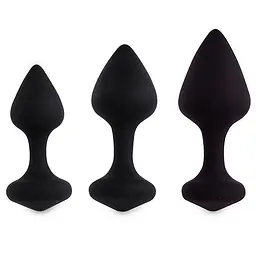 Набір силіконових анальних пробок FeelzToys Bibi Butt Plug Set 3, 3 шт, чорний