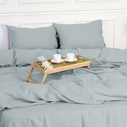 Простирадло на резинці MirSon Linen Caspian Льон 60х120 см сіро-блакитне (2200008248673) - мініатюра 6