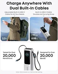 Портативний акумулятор Anker 25000mAh 165W PD Built-In Double USB-C Cables A1695H41 - мініатюра 2