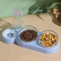 Подвійна миска для тварин Semi Animal Bowl 13см*38см*22см 500 мл, Light Blue з автоматичною поїлкою