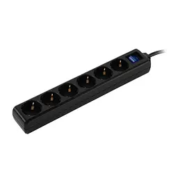 Подовжувач мережевий 6 розеток 3 метри 2E Power Extension 6 Type F 3m 16 A Black - мініатюра 3