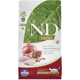Беззерновий сухий корм для стерилізованих кішок Farmina N&D Prime Grain Free Chicken & Pomegranate Neutered Adult із куркою та гранатом 10 кг