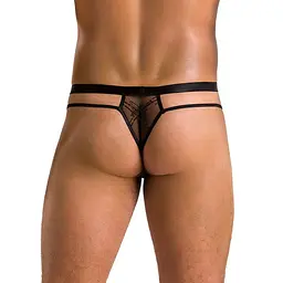Чоловічі прозорі стринги Passion 029 THONG COLLIN L/XL Black, сітка - мініатюра 2
