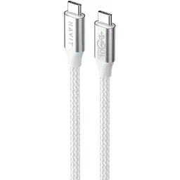 Кабель Havit HV-CB6290 PD100W 5A USB-C to USB-C 1 м білий (HV-CB6290) - мініатюра 3