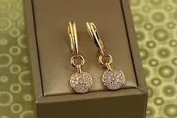 Сережки підвіски Xuping Jewelry монетки з фіанітами 3.2 см золотисті - мініатюра 3