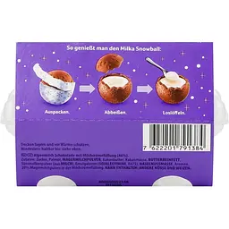 Шоколад молочний Milka Snow Balls з кремовою молочною начинкою 4 шт. х 28 г - мініатюра 3