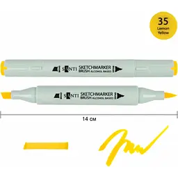 Набір спиртових маркерів Santi Brush SA-35 лимонно-жовтий 6 шт. (390920) - мініатюра 2