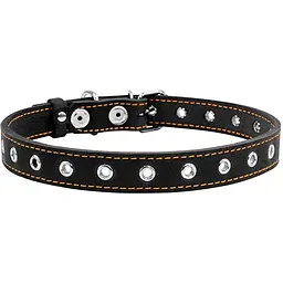 Нашийник для собак Collar, шкіряний, безрозмірний, 60х2,5 см, чорний - мініатюра 2