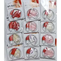 Нігті накладні кольорові з малюнком та камінчиками упаковка 12 шт. Art Nails №8