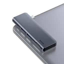 USB-хаб Baseus Harmonica Five-in-one HUB Adapter Grey (CAHUB-K0G) [72625] - мініатюра 4