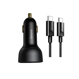Автозарядний + кабель 100W Baseus Superme Digital PPS DUAL USB-A + USB-C QC 5.0 (TZCCZX-01) - мініатюра 2