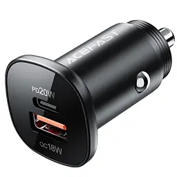 АЗП Acefast B1 mini PD20W+QC3.0 total 38W (1USB-A/1C) Black - мініатюра 2