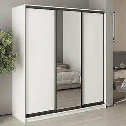 Шафа-купе тридверна MebelStar Стандарт BG 2ДСП/Дзеркало 190x45x210 см Аляска білий (MBS-8329)