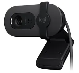 Веб-камера Logitech Brio 100, графітовий, 1920x1080/30 fps, фіксований фокус, мікрофон, кут огляду 58 °, RightLight 2, USB, 1
