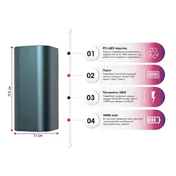 Батарея універсальна TheGeneral 18000mah Kamet, QC/22.5W (40012019-03) - мініатюра 7