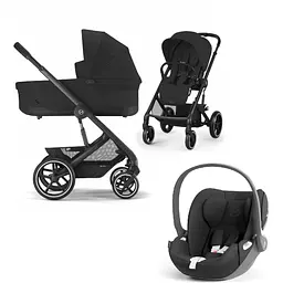Коляска Cybex Balios 3 в 1 Moon Black автокрісло Cloud T i-Size Sepia Black + адаптори