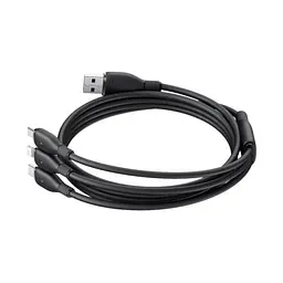 USB кабель Baseus Ultra-Fast 3in1 Fast Charging Cable USB для M+L+C 3.5A 0.8m чорний - мініатюра 3