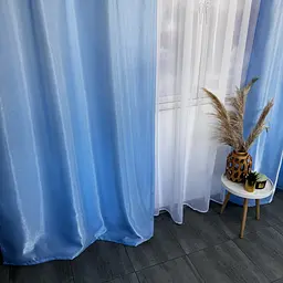 Штори із монорею блакитного кольору на тасьмі 2шт. 150х270 ALBO pbe0052476 - мініатюра 4