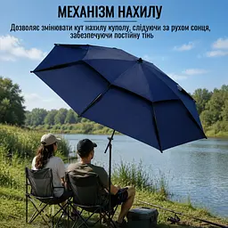 Парасолька пляжна садова рибальська 2.4M / Парасолька-антивітер з нахилом Outdoor Umbrella / Посилена парасолька - мініатюра 2