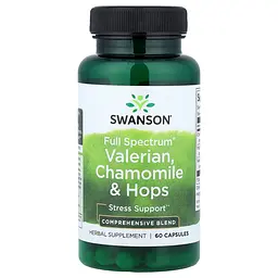 Трав’яний комплекс Swanson Valerian, Chamomile & Hops Full Spectrum, 60 капсул