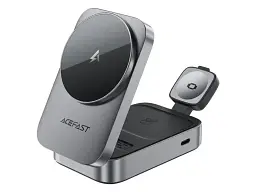 Бездротовий зарядний пристрій Acefast E22 Desktop 3-in-1 Metal Gray (6974316284079)