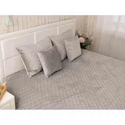 Покривало Руно двостороннє декоративне Velour Grey ромб 220х240 см (330.55_Grey ромб) - мініатюра 2