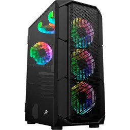 Корпус 1stPlayer XF-BK-4F7, Black, без БЖ, Midi Tower, ATX / Micro ATX / Mini ITX, 1xUSB 3.0 / 2xUSB 2.0, макс. CPU - 165 мм / VGA - 320 мм, 4x120 мм ARGB, бічна панель із загартованого скла - мініатюра 1