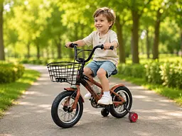 Велосипед XDDING XDD1 Коричневий / Дитячий велосипед з кошиком - мініатюра 2