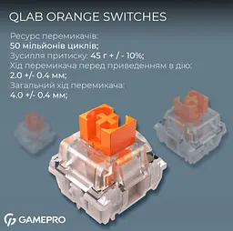 Бездротова механічна ігрова клавіатура GamePro MK-210-B Pro Black-White QLAB Orange Switches Hot-Swap - мініатюра 3