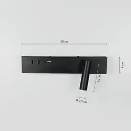 Чорне бра з поворотним спотом справа | розʼєм USB Line F Арт. WJ028/2L BK (лівий) | USB-A - мініатюра 4