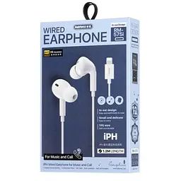 Навушники дротові REMAX Wired Earphones for Music and Call RM-575/a/i (Lightning) White - мініатюра 2